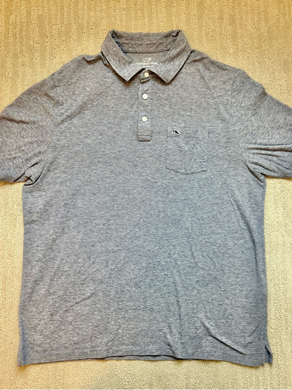 Vineyard Vines Men’s Gray Edgartown Polo with Chest Pocket